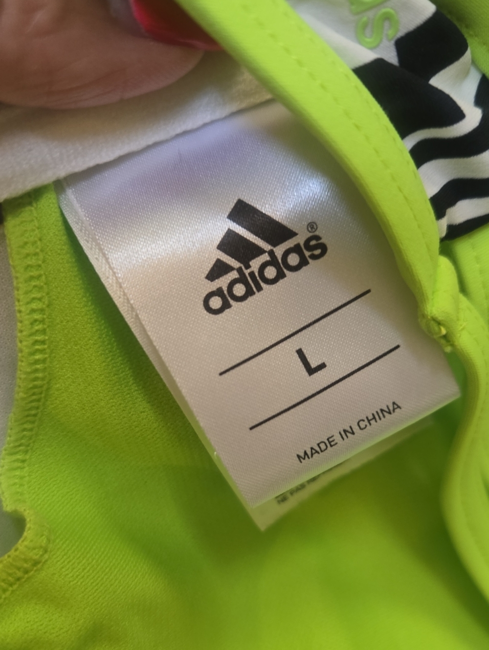 Adidas Neon Green/Three Stripe Black Pattern Strappy Bikini Top - Picture 7 of 7